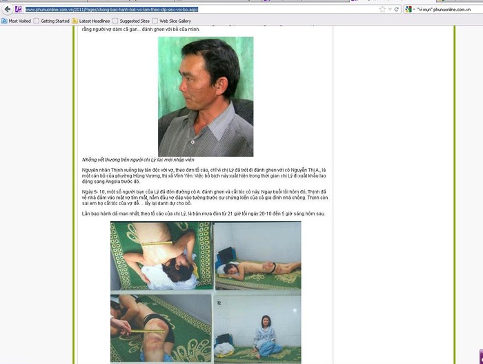 Nhưng khi được đăng lại trên phunuonline.com.vn lại có thêm gương mặt một người đàn ông, bên dưới là chú thích không ăn nhập gì với hình ảnh.