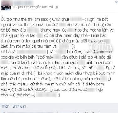 Status chửi bà ngoại và bố mẹ của nickname Quỳnh Anh trên mạng xã hội facebook