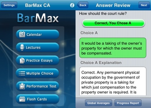 3. BarMax Giá bán: 999 USD (khoảng 21 triệu đồng) Về cơ bản, đây là một khóa học chuẩn bị trước kỳ thi vượt rào của sinh viên ngành luật tại California và New York. BarMax chứa câu hỏi từng được đưa ra trong những kỳ thi trước, tiểu luận và bài giảng âm thanh. Do vậy, dung lượng của chương trình lên tới 1,4GB – thuộc hàng lớn nhất trên iTunes. Dù đắt đỏ song ngài Sina Mobasser, đồng sáng lập TestMax Inc, công ty phát triển BarMax cho rằng ứng dụng này tốt nhất trong lĩnh vực trên và luôn bán rất chạy.