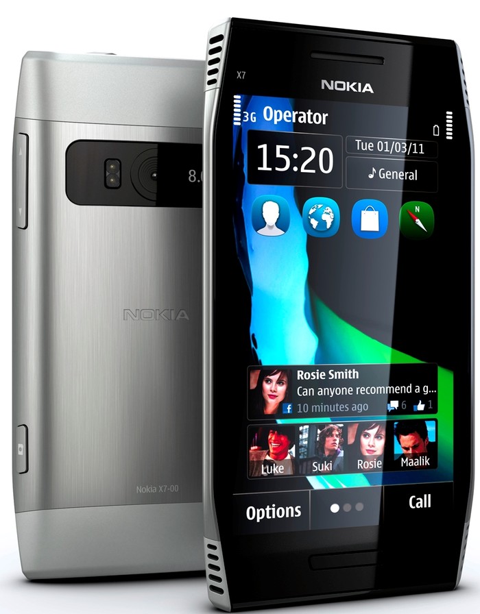 9. Nokia X7 X7 là smartphone chạy hệ điều hành Symbian Anna của Nokia, lên kệ vào tháng 4 năm 2011. Nokia X7 sở hữu màn hình AMOLED 4 inch độ phân giải 640 x 360 pixels 16 triệu màu, bộ xử lý ARM 11 xung nhịp 680 MHz, 256MB RAM và 1GB ROM. Chiếc điện thoại của nhà sản xuất Phần Lan tự hào với nhiều tính năng như Wi-Fi, Bluetooth, microUSB, GPS, A-GPS... nhưng lại có mức giá khá rẻ so với các sản phẩm khác.