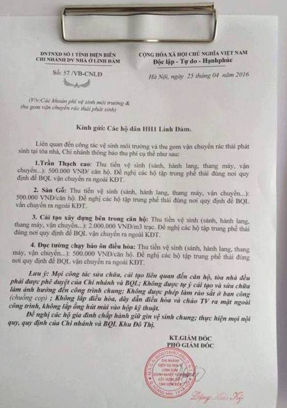 Doanh nghiệp của ông Lê Thanh Thản ngang nhiên, bất chấp quy định pháp luật để ra các văn bản để &quot;tận thu, móc túi&quot; cư dân.