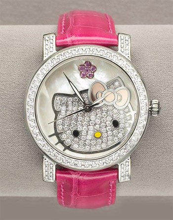 Đồng hồ Hello Kitty đính đá dễ thương và sang trọng.