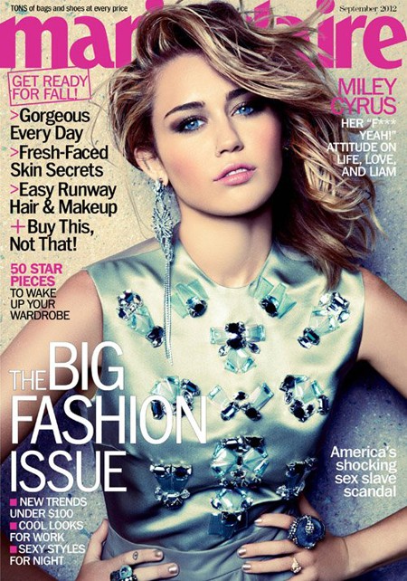 Một trong những nàng "công chúa" của nước Mỹ Miley Cycrus đằm thắm trên trang bìa Marie Claire.