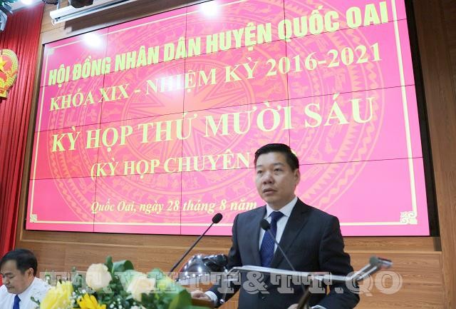 Ông Nguyễn Trường Sơn - Chủ tịch Uỷ ban nhân dân huyện Quốc Oai. Ảnh: Quocoai.hanoi.gov.vn