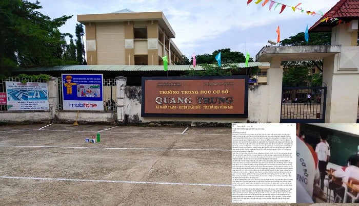 Trường Trung học cơ sở Quang Trung nơi xảy ra sự việc. Ảnh: facebook nhà trường