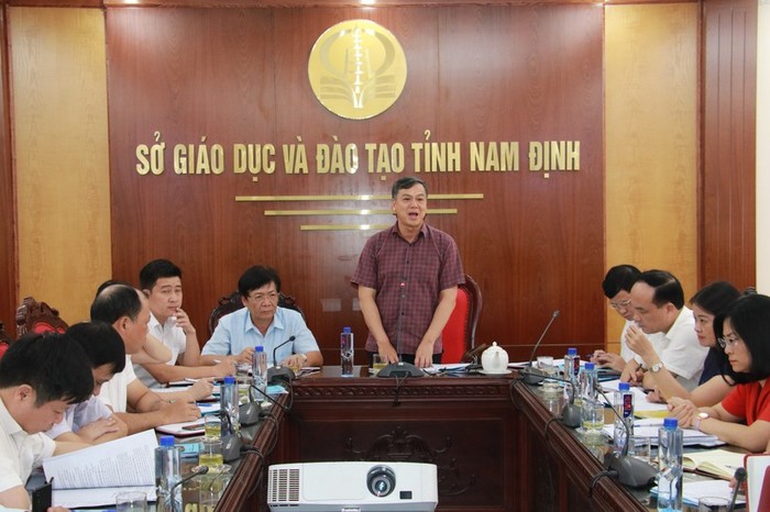 Họp Ban chỉ đạo thi tốt nghiệp trung học phổ thông năm 2023 tỉnh Nam Định ngày 12/6. Ảnh: Đ.T