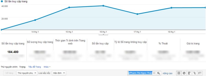 Chỉ số Google Analytics của Phạm Thị Ngọc Thảo.