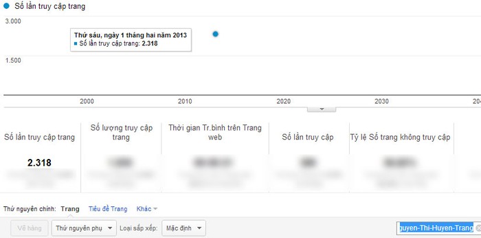 Chỉ số Google Analytics của Nguyễn Thị Huyền Trang.