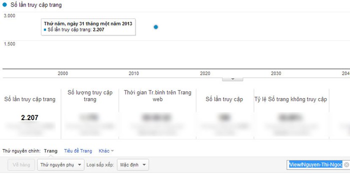 Chỉ số Google Analytics của Nguyễn Thị Ngọc.