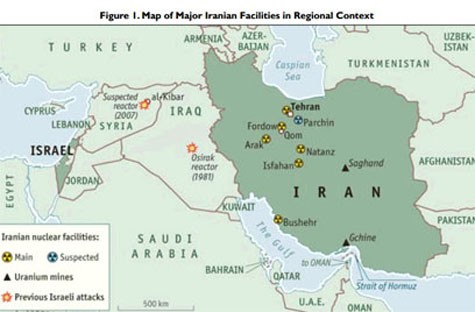 Bản đồ các cơ sở hạt nhân của Iran