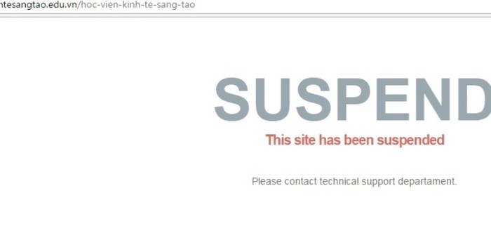website học viện đã tạm thời bị đình chỉ (ảnh Trinh Phúc chụp màn hình website).