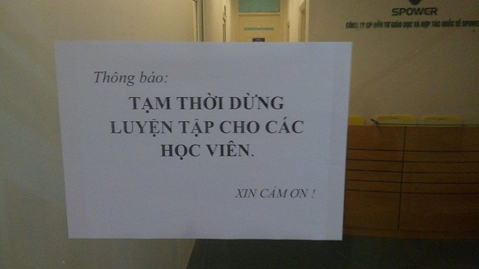 Trụ sở MBM ở Hà Nội đã thông báo dừng luyện tập học viên. ảnh chụp lúc 17h ngày 6/12: Trinh Phúc.