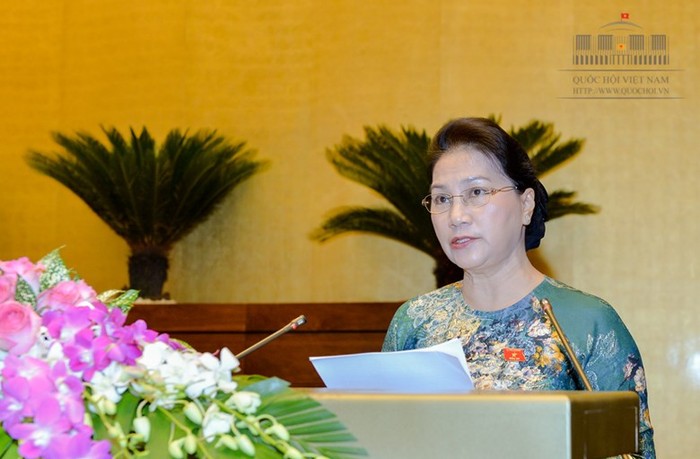 Chủ tịch Quốc hội Nguyễn Thị Kim Ngân phát biểu bế mạc (ảnh quochoi.vn).