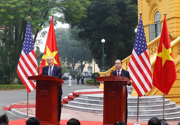 Chuyến thăm Tổng thống Hợp chúng quốc Hoa Kỳ Donald Trump đến Việt Nam đã kết thúc tốt đẹp (ảnh chinhphu.vn).
