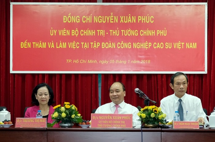 Thủ tướng đánh giá cao những nỗ lực của Tập đoàn Công nghiệp Cao su Việt Nam (ảnh chinhphu.vn).