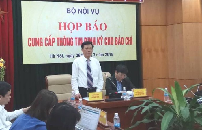 Thứ trưởng Nguyễn Duy Thăng chủ trì cuộc họp báo (ảnh Trinh Phúc).