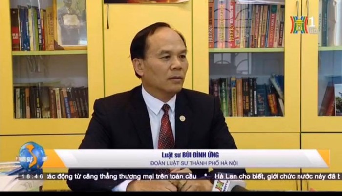 Luật sư Bùi Đình Ứng (ảnh nguồn Đài truyền hình Hà Nội).