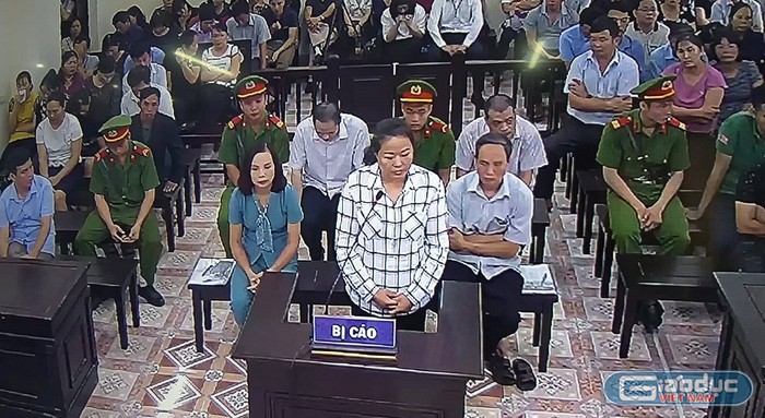 Bị cáo Lê Thị Dung trước phiên tòa (ảnh Trinh Phúc).