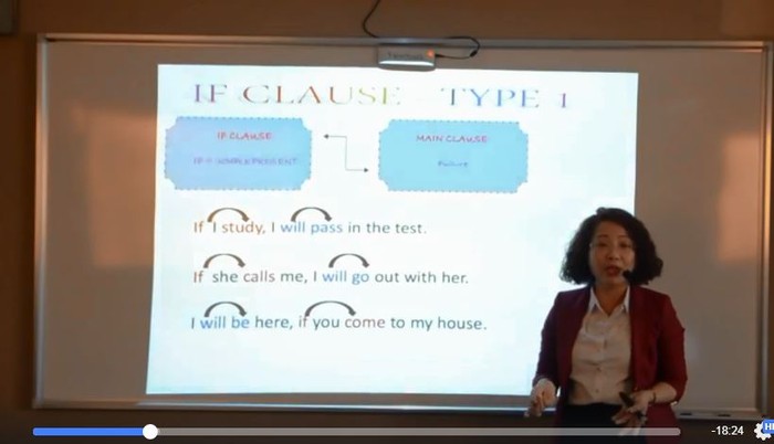 Bài dạy hướng dẫn ôn tập Tiếng Anh 8, 9 do cô giáo Mai Hương giảng dạy (ảnh chụp màn hình)