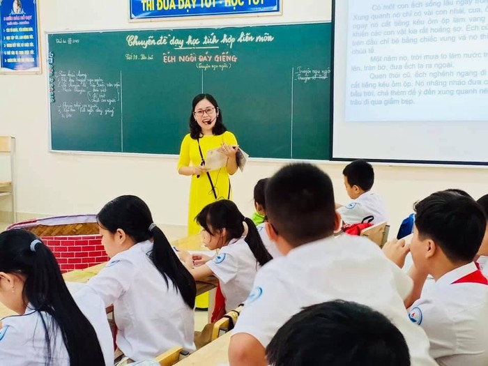Một tiết dạy học tích hợp môn Ngữ văn của cô và trò Trường Trung học cơ sở Nguyễn Du (Nam Từ Liêm - Hà Nội). Ảnh: Website nhà trường