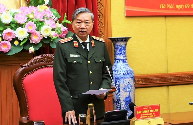 Đại tướng Tô Lâm, Bộ trưởng Bộ Công an phát biểu tại buổi lễ.