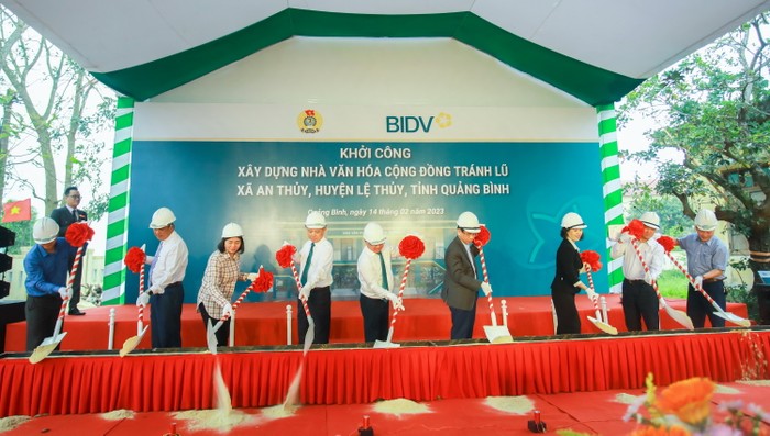 BIDV khởi công xây dựng Nhà văn hóa cộng đồng tránh lũ tặng người dân xã An Thủy, Lệ Thủy, Quảng Bình.