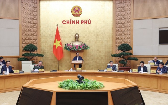 Thủ tướng Chính phủ Phạm Minh Chính chủ trì phiên họp Chính phủ thường kỳ tháng 2/2023. Ảnh: baochinhphu.vn