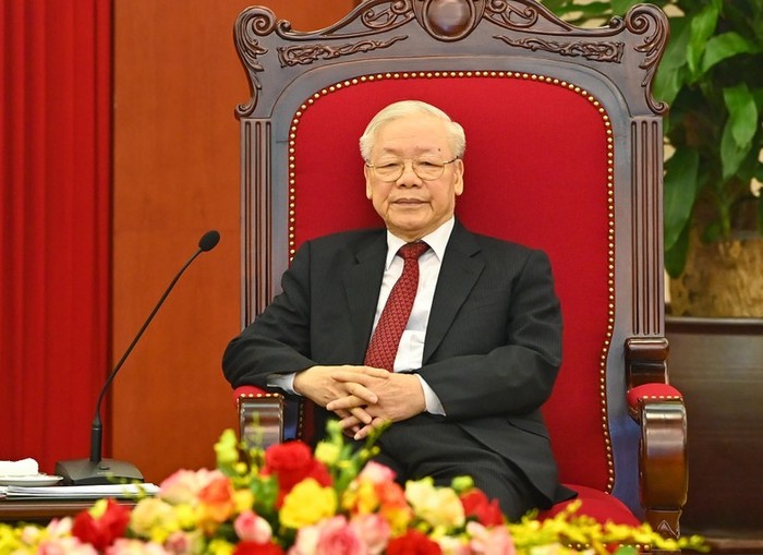 Tổng Bí thư Nguyễn Phú Trọng tại buổi tiếp Bộ trưởng Ngoại giao Hoa Kỳ.