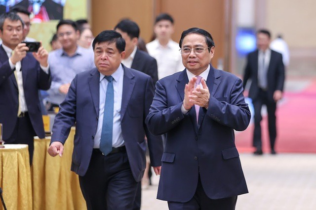 Thủ tướng Phạm Minh Chính tới dự Hội nghị công bố và triển khai quy hoạch tổng thể quốc gia thời kỳ 2021-2030 tầm nhìn đến 2050 - Ảnh: VGP/Nhật Bắc