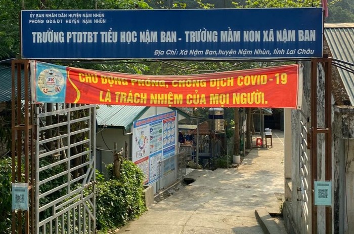 Cổng Trường Mầm non xã Nậm Ban, huyện Nậm Nhùn, tỉnh Lai Châu. Ảnh: Nhà trường cung cấp.