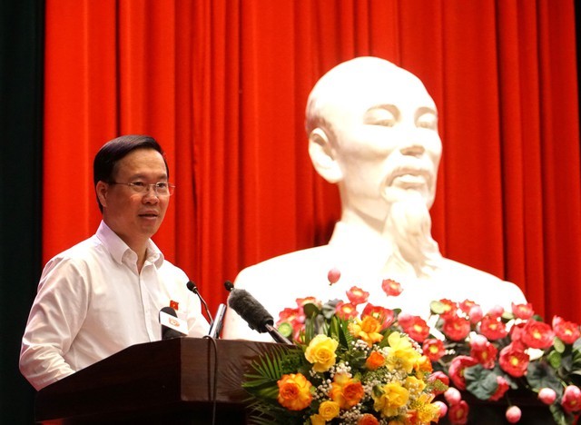 Chủ tịch nước Võ Văn Thưởng trả lời cử tri - Ảnh: VGP/Lưu Hương