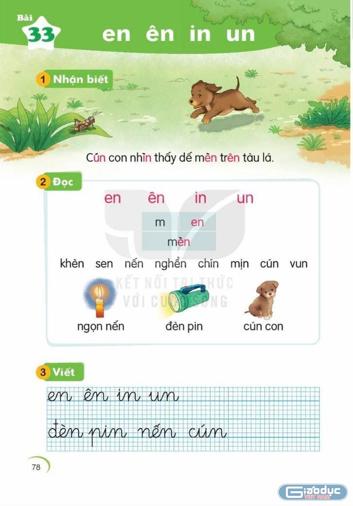 Sách Tiếng Việt dạy chữ cái P đứng trước nguyên âm - đèn pin. (Ảnh: Phan Thế Hoài)