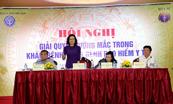 Bà Nguyễn Thị Minh - Tổng giám đốc Bảo hiểm xã hội Việt Nam đề nghị toàn ngành Y tế và chính quyền các địa phương chung tay vào cuộc để quản lý quỹ bảo hiểm y tế hiệu quả hơn. Ảnh: BHXH