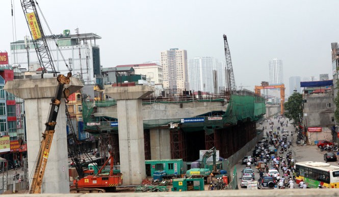 Dự án đường sắt đô thị Ga Hà Nội - Nhổn bị đội vốn và thi công &quot;rùa bò&quot; là một trong những dự án Kiểm toán Nhà nước sẽ kiểm toán năm 2018. Ảnh: Tuấn Phùng/Tuổi trẻ.