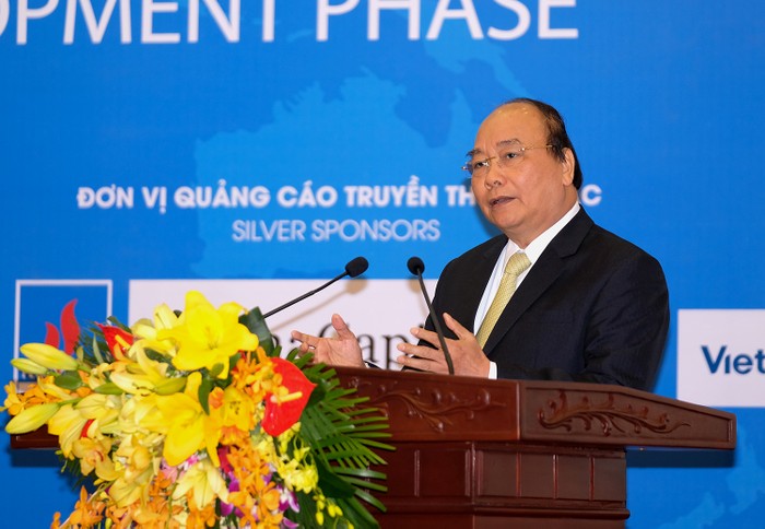 Thủ tướng Nguyễn Xuân Phúc nhấn mạnh, tiến trình hội nhập nói chung, đặc biệt là kinh tế quốc tế cần phải có quyết tâm cao, với sự sáng tạo, nỗ lực của mọi cấp, mọi ngành. Ảnh: VGP