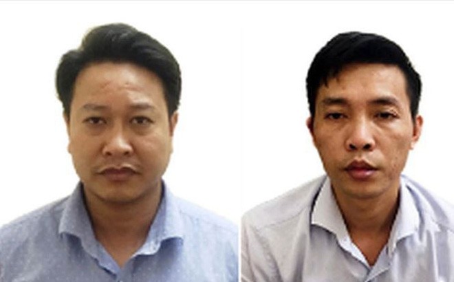 Hai bị can Nguyễn Khắc Tuấn (bên trái) và Đỗ Mạnh Tuấn bị khởi tố bị can, bắt tạm giam liên quan đến kỳ thi quốc gia 2018 tại tỉnh Hòa Bình. Ảnh: Bộ Công an.