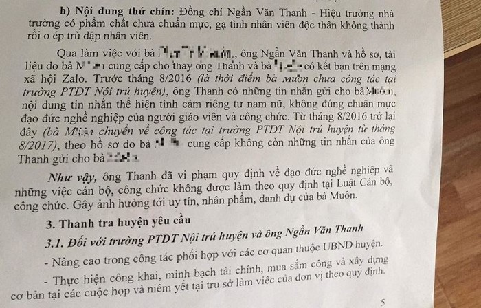 Theo ông Ngần Văn Thanh, báo cáo kết quả kiểm tra, xác minh của Thanh tra huyện Vân Hồ đã chỉ rõ nội dung thứ 9 kiến nghị của cô M.không phản ánh đúng bản chất vấn đề. Ảnh: NVCC.