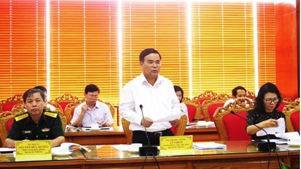 Thượng tướng Lê Chiêm, Trưởng đoàn Giám sát phát biểu tại buổi giám sát.