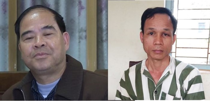 Ông Đinh Bằng My (bên trái) và Hồ Trọng Đăng bị khởi tố bị can, bắt tạm giam liên quan đến xâm hại tình dục học sinh. Ảnh: VTV24.