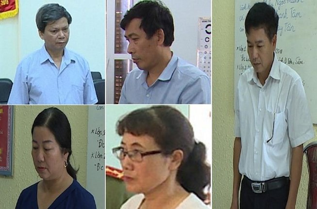 Nhiều cán bộ Sở Giáo dục và Đào tạo tỉnh Sơn La bị khởi tố, bắt tạm giam vì liên quan đến gian lận điểm thi. Ảnh: Cơ quan điều tra.