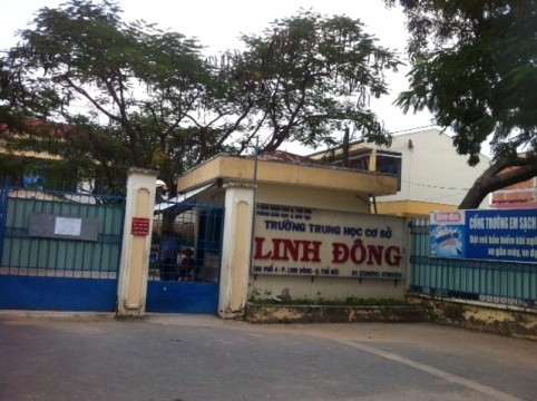 Trường THCS Linh Đông, nơi mỗi ngày nhận từ 396 đến 402 suất ăn từ Phú Thành Quốc (Ảnh: H.L)