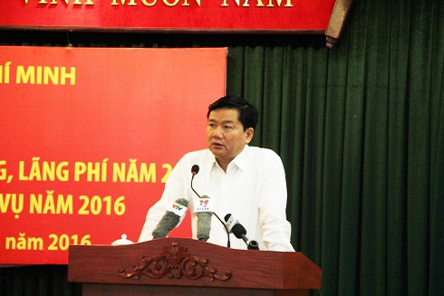 Bí thư Thành ủy TP.Hồ Chí Minh Đinh La Thăng phát biểu kết luận hội nghị (ảnh: P.L)