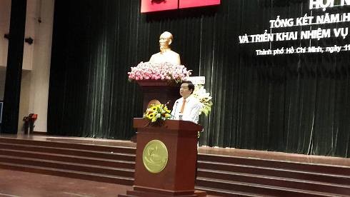 Bí thư Thành ủy TP.Hồ Chí Minh Đinh La Thăng phát biểu tại hội nghị (ảnh: P.L)