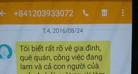 Một tin nhắn đe dọa, xúc phạm phóng viên Báo điện tử Giáo dục Việt Nam (ảnh: P.L)