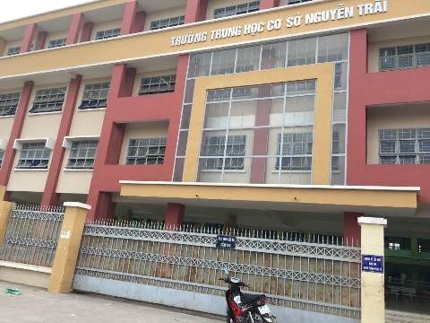 Trường trung học cơ sở Nguyễn Trãi, nơi xảy ra mâu thuẫn của thầy A và nữ đồng nghiệp (ảnh: P.L)