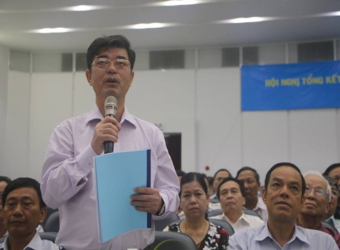 Phó Giáo sư Thái Bá Cần - Hiệu trưởng Trường Đại học quốc tế Hồng Bàng phát biểu tại hội nghị (ảnh: P.L)