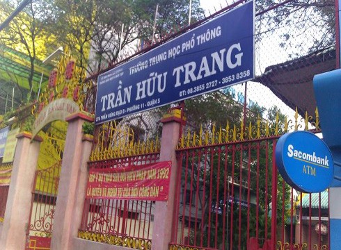 Trường trung học phổ thông Trần Hữu Trang, quận 5, nơi mà thông tin nói vụ việc xảy ra ở đây (ảnh: Wikimap)
