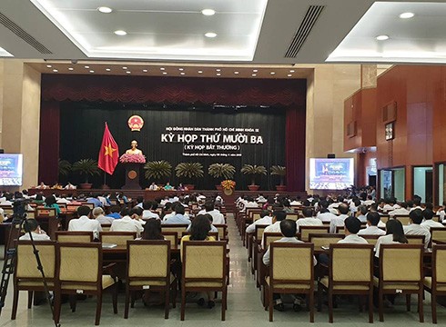 Kỳ họp Hội đồng nhân dân Thành phố Hồ Chí Minh lần thứ 13, khóa IX diễn ra trong ngày 8/4 (ảnh: P.L)