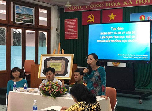 Luật sư Trần Thị Ngọc Nữ phát biểu tại buổi tọa đàm do Trường Lê Quý Đôn tổ chức (ảnh: CTV)
