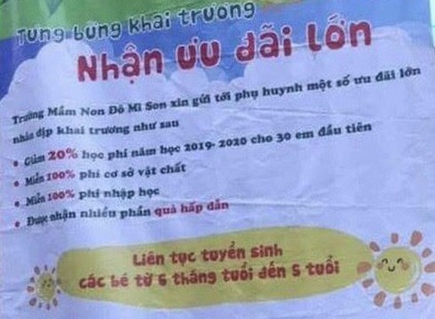 Băng rôn quảng cáo tuyển sinh của Trường Đô Mi Son ở quận Bình Tân (ảnh minh họa: CTV)